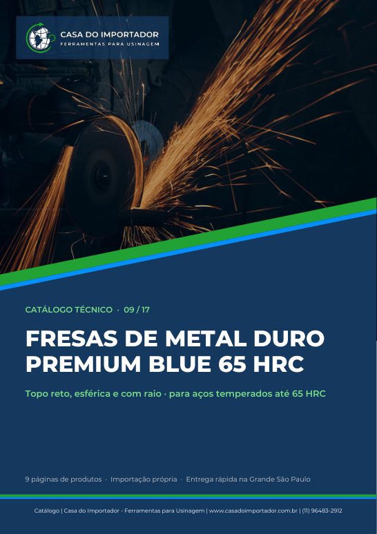 Capa do catálogo Fresas MD Premium 65 HRC em PDF