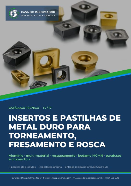 Capa do catálogo Insertos, Pastilhas e Acessórios em PDF