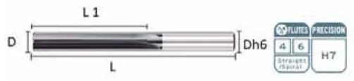 Alargador de Metal Duro STD ISO 45 HRC TiAlN