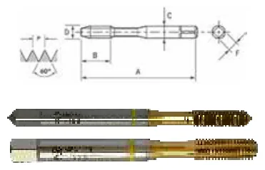Macho Laminador DIN 371 HSS-E 6H Tipo B TiN - imagem 2