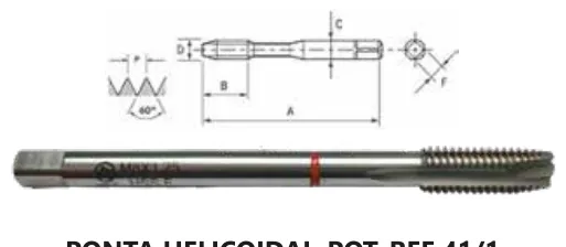 Macho Máquina M DIN 376 HSS-E 6H Haste Passante - imagem 2