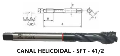 Macho Máquina M DIN 376 HSS-E 6H Haste Passante - imagem 3